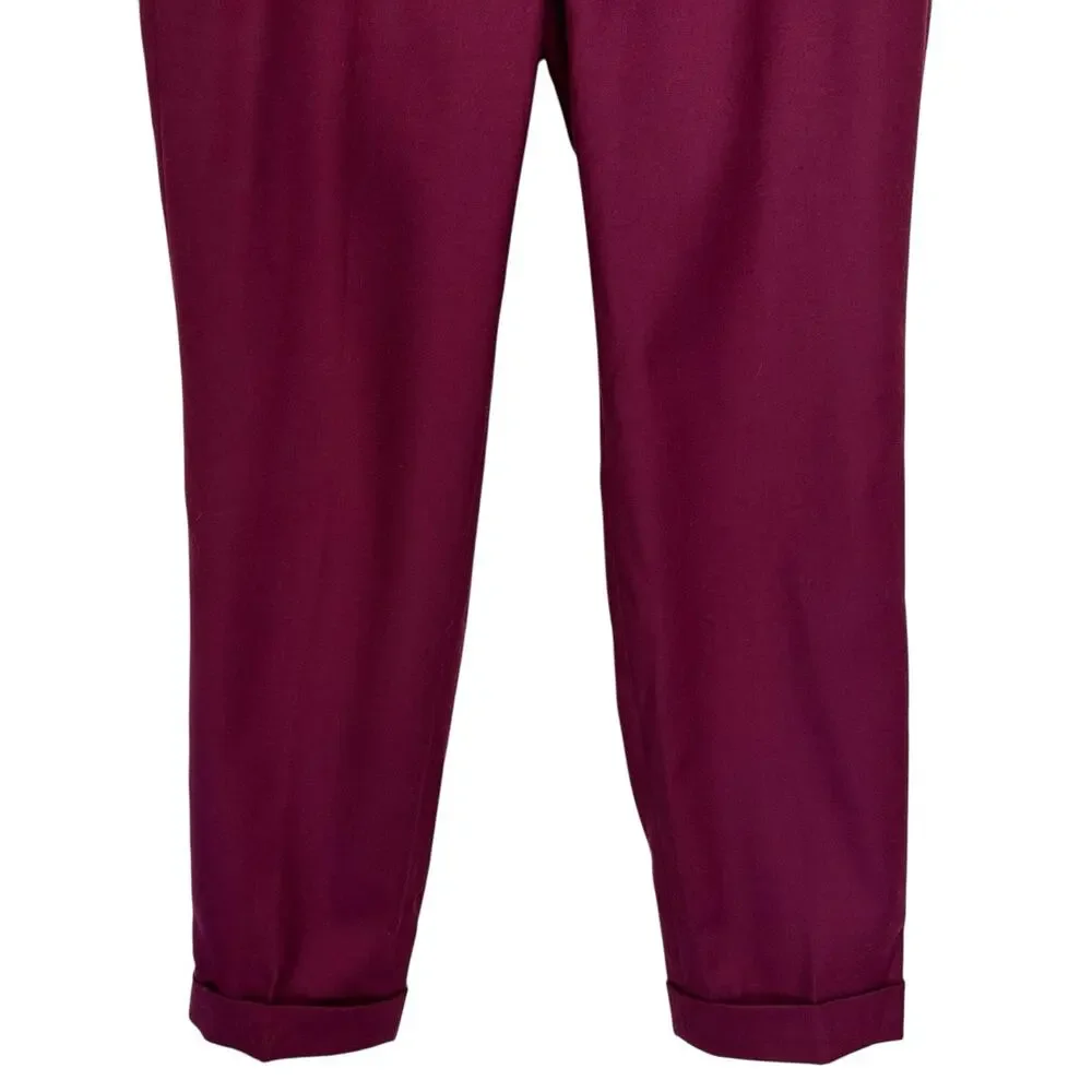 J. Crew Pure Wool Cafe Capri Ankle Pants Burgundy 51414 Petite Size 00